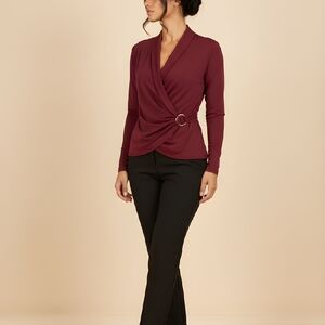 Chic Maroon Wrap Blouse